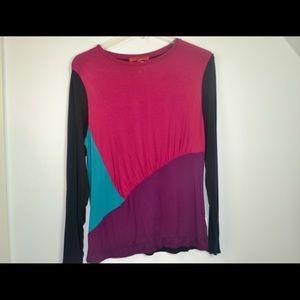 Narsico Rodriquez XL Pink Black Gathered shirt